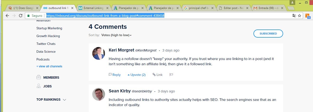 Inbound.org opiniões sobre nofollow